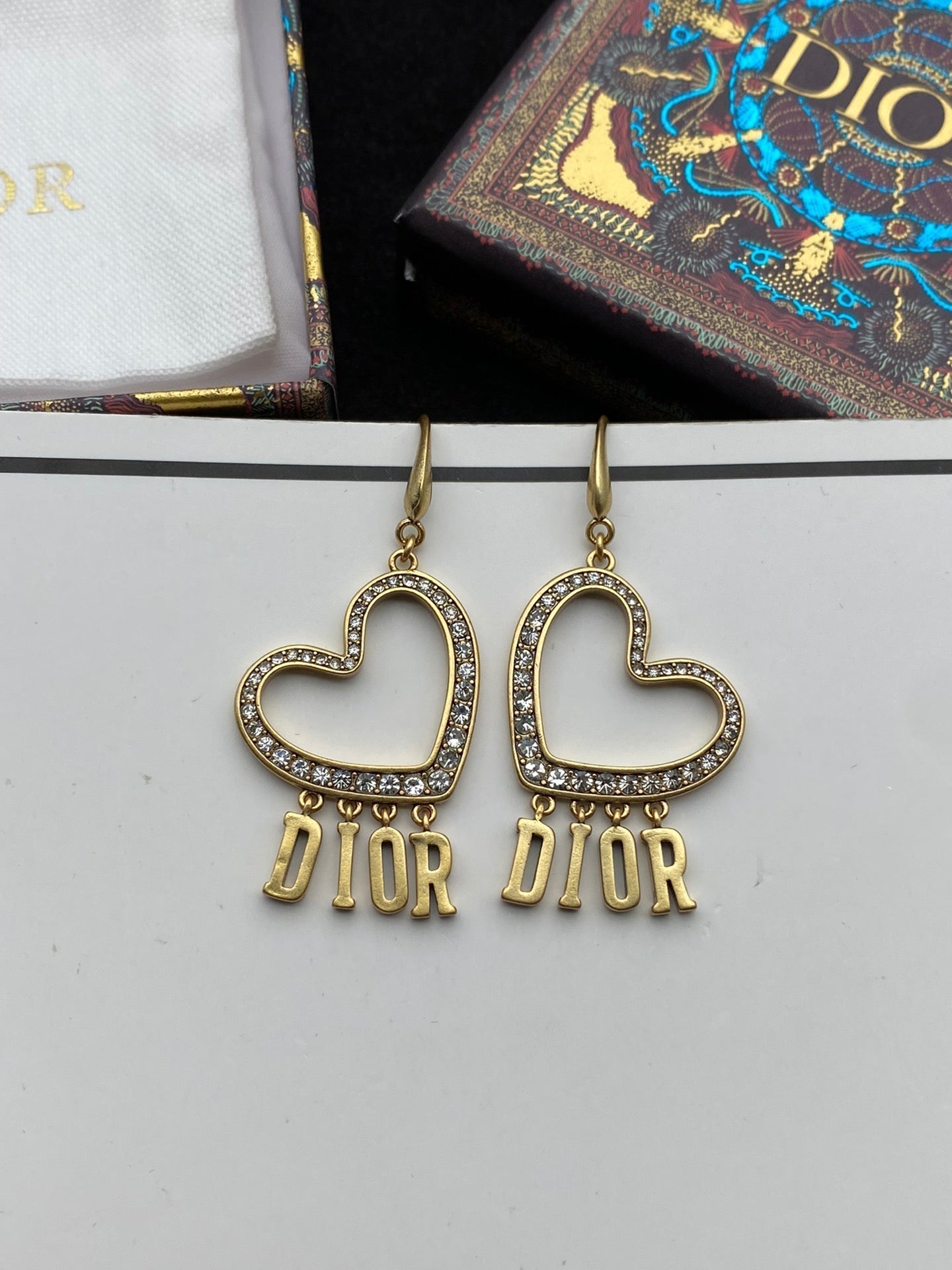 18K CD Heart Crystal Earrings