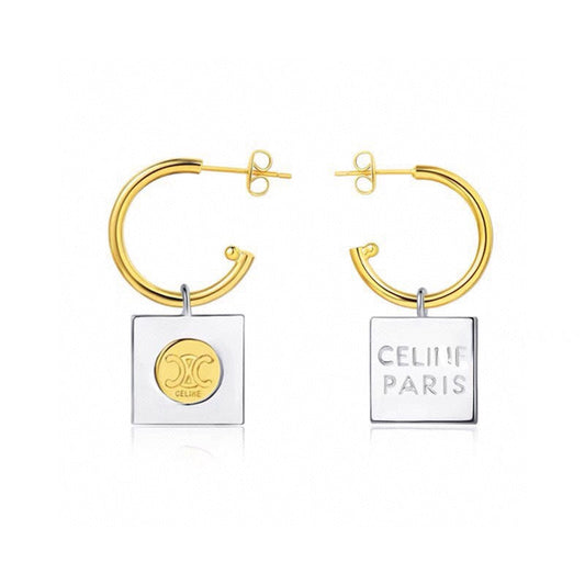18K Celine Triomphe Hoops Earrings