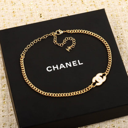 18K CC White Logo Choker Necklace