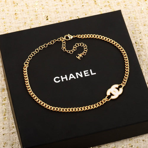 18K CC White Logo Choker Necklace