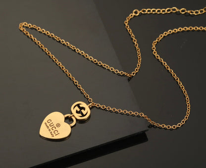 18K Double G Heart Pendant Necklace