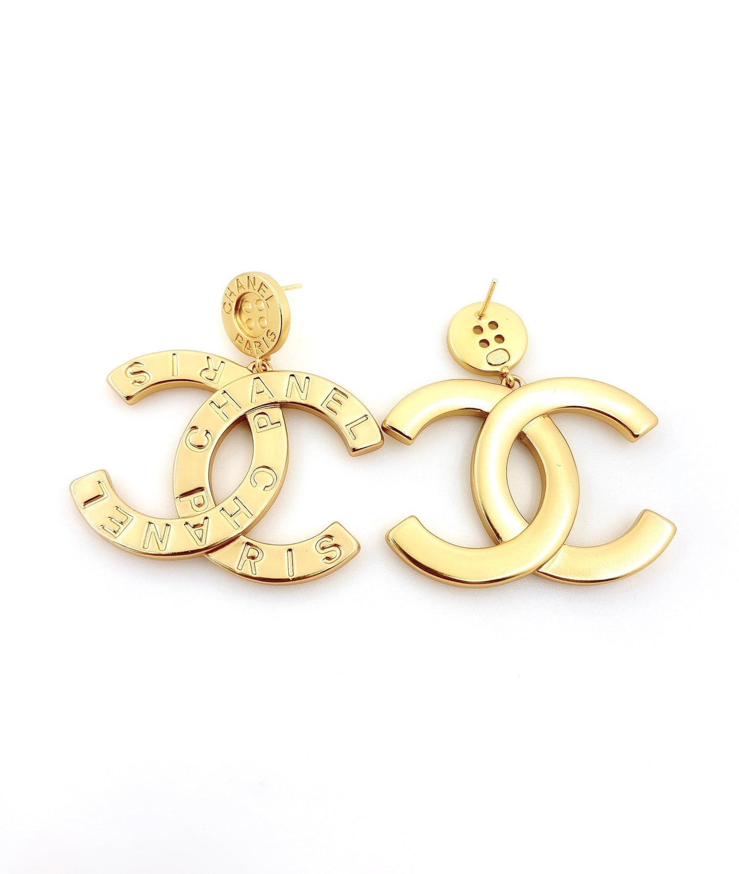18K CC Drop Pendant Earrings