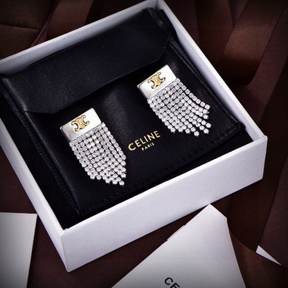 18K Triomphe Diamonds Tassel Earrings