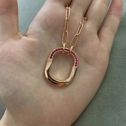 18K T Lock Pink Pav¨¦ Diamonds Necklace