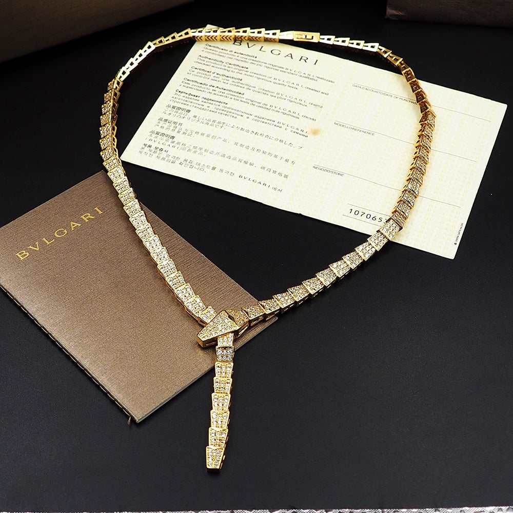 18K BV Serpenti Viper Full Pav¨¦ Diamonds Necklace
