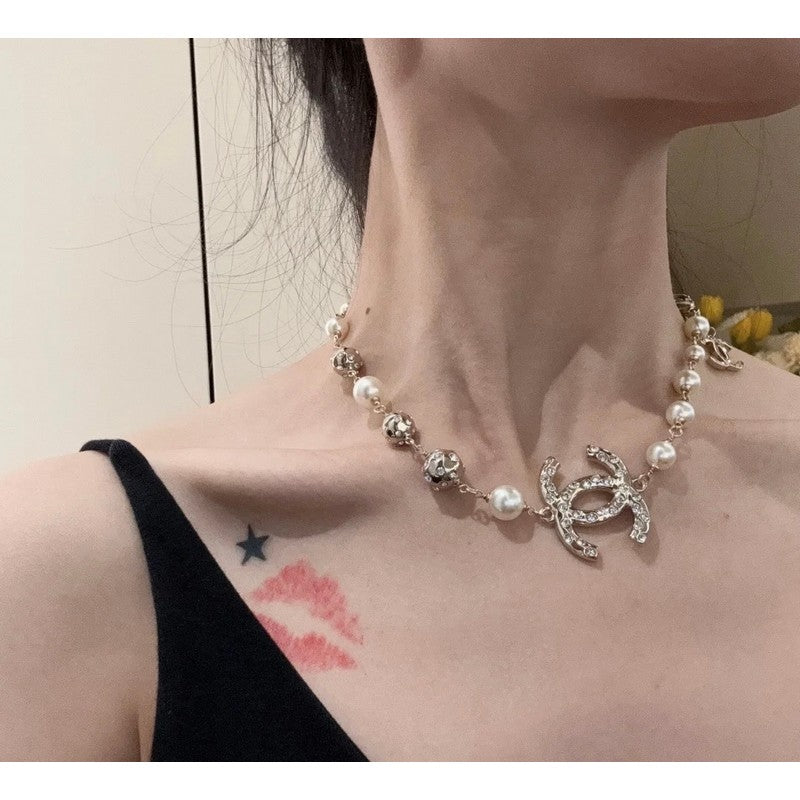 18K CC White Pearls Necklace