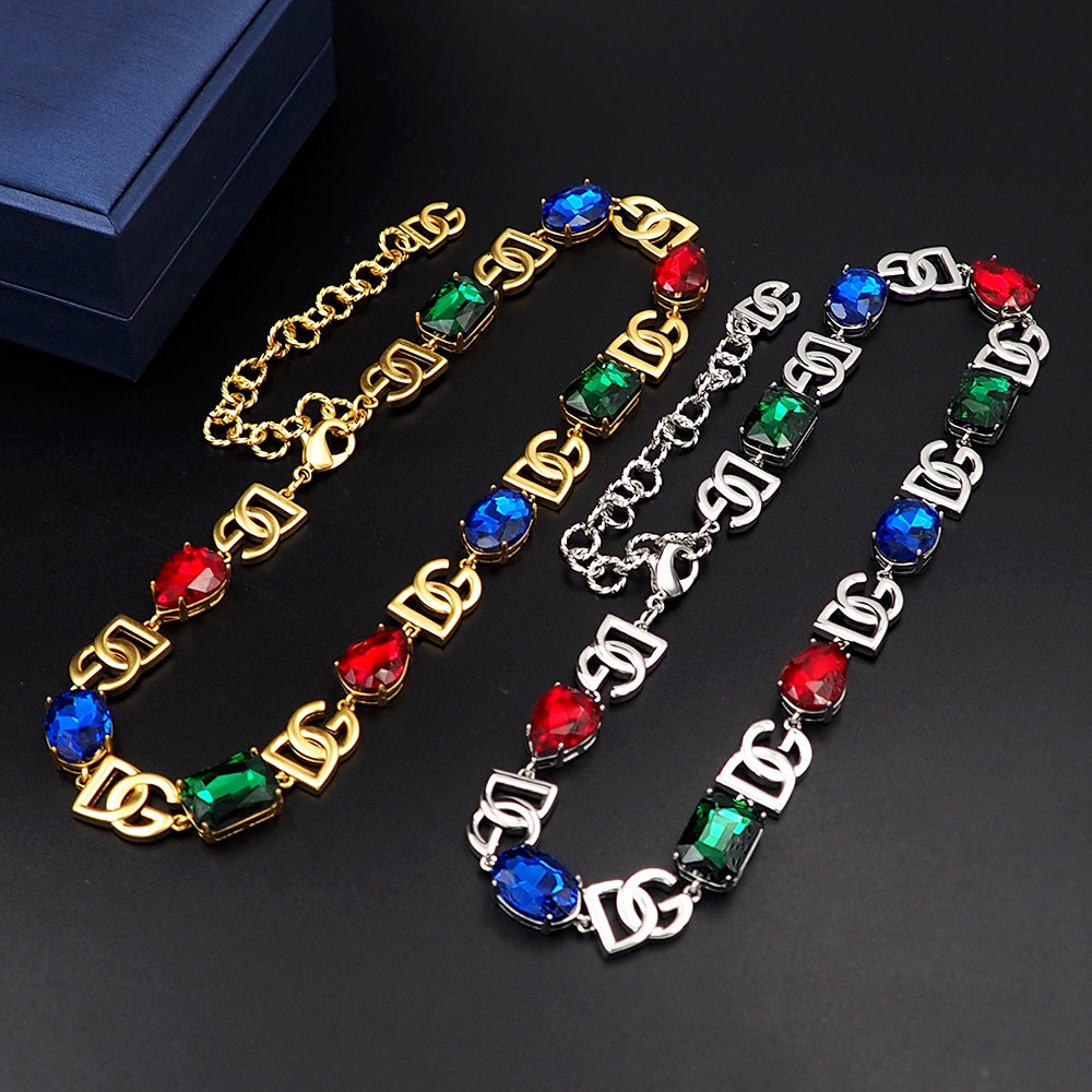 18K DG Crystals Choker Necklace