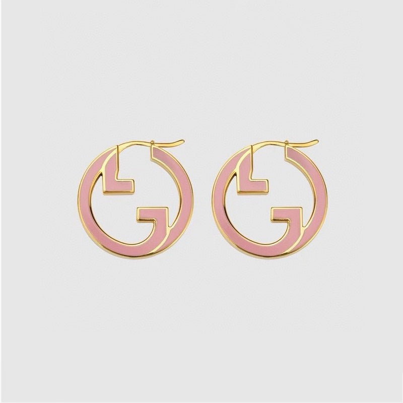 18K Double G Pink Hollow Earrings