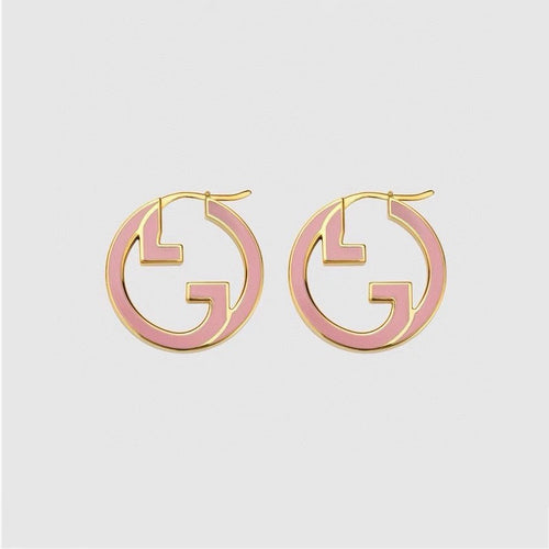 18K Double G Pink Hollow Earrings
