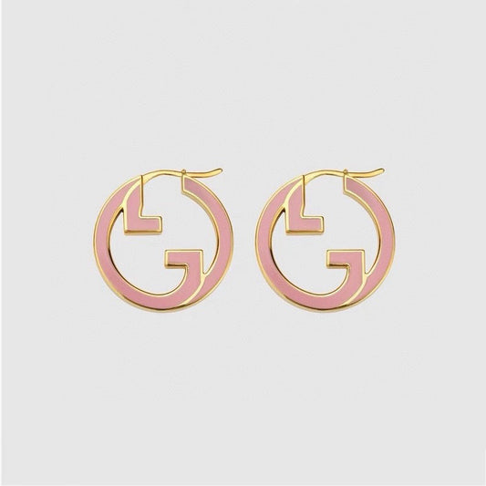 18K Double G Pink Hollow Earrings