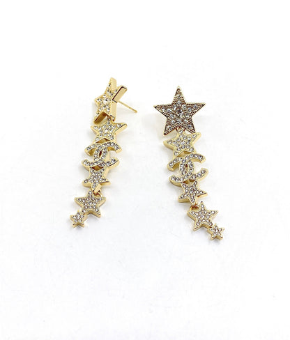 18K CC Star Diamonds Pendant Earrings