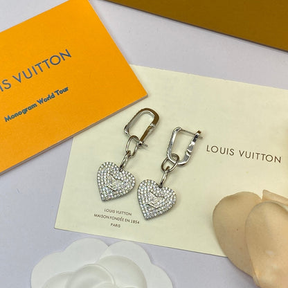 18k Louis Diamond Heart Earrings