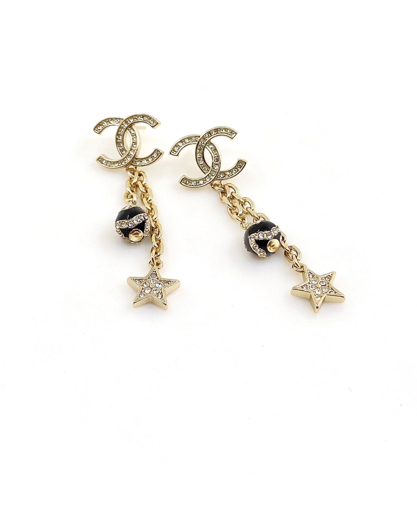 18K CC Star Pearls Earrings