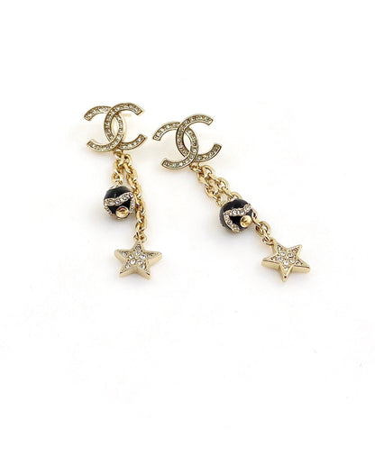 18K CC Star Pearls Earrings