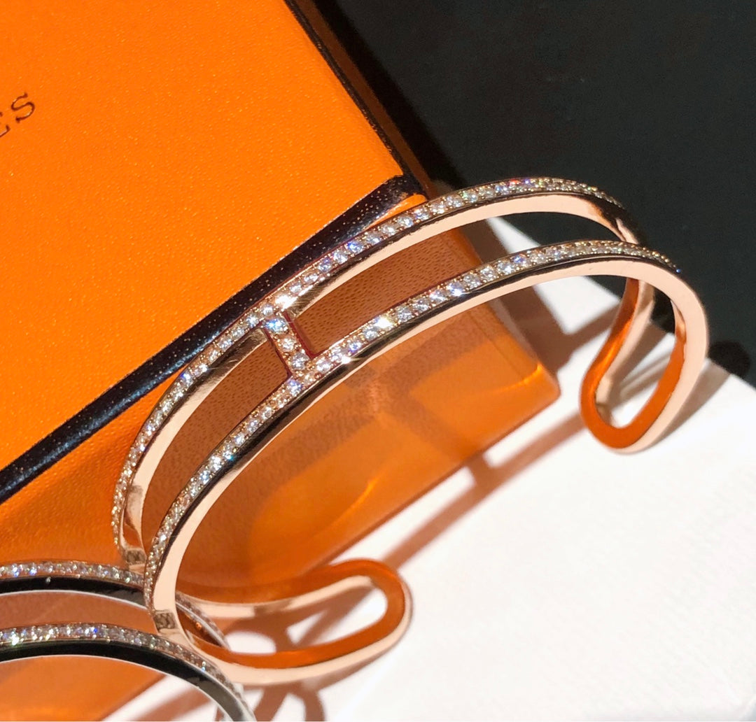 18K Ever Chain D¡¯ancre Cuff Diamond H Bracelet