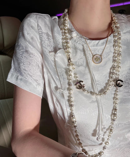 18K CC Pearls Long Necklace