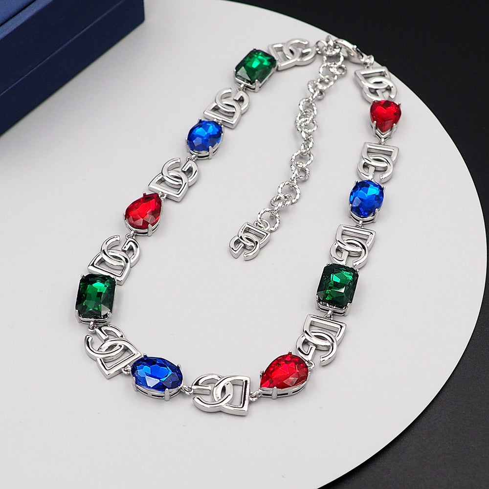 18K DG Crystals Choker Necklace