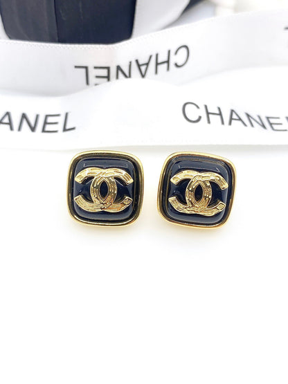 18K CC Square Resin Earrings