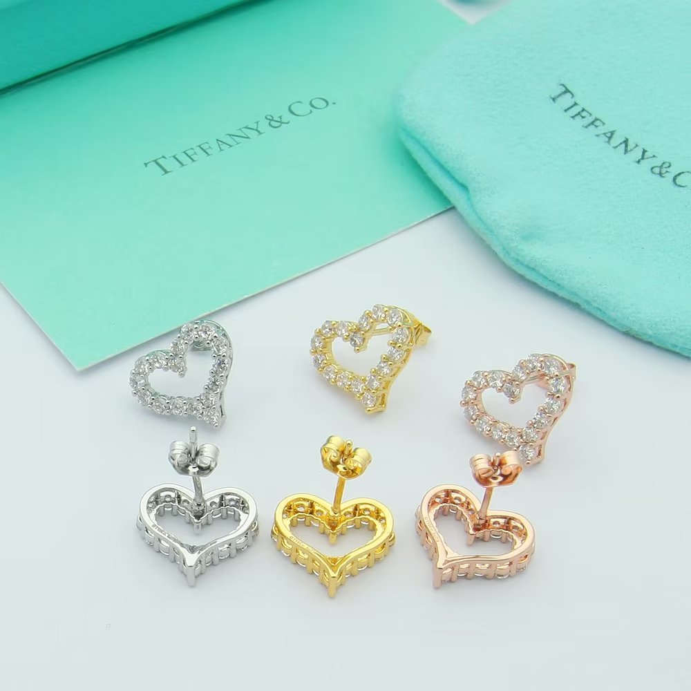 18K T Heart Diamonds Rose Gold Earrings