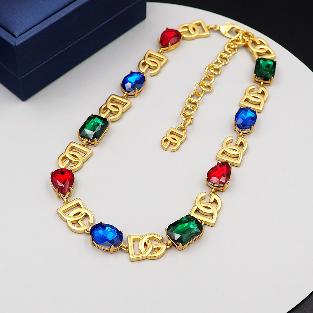 18K DG Crystals Choker Necklace