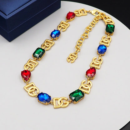 18K DG Crystals Choker Necklace