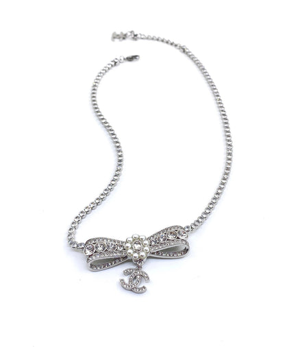 18K CC Diamonds Bow Tie Necklace