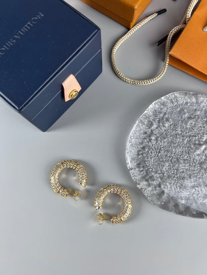 18K Louis Circle Diamonds Earrings