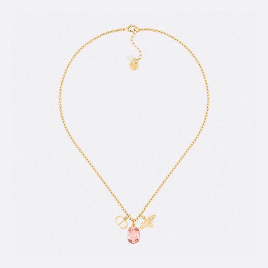 18K Dior Petit CD Pink Crystal Necklace