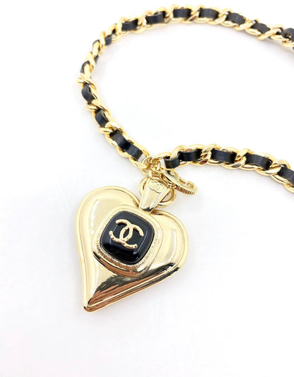 18K CC Heart Pendant Necklace