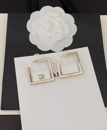 18K CC White Bag Pendant Earrings