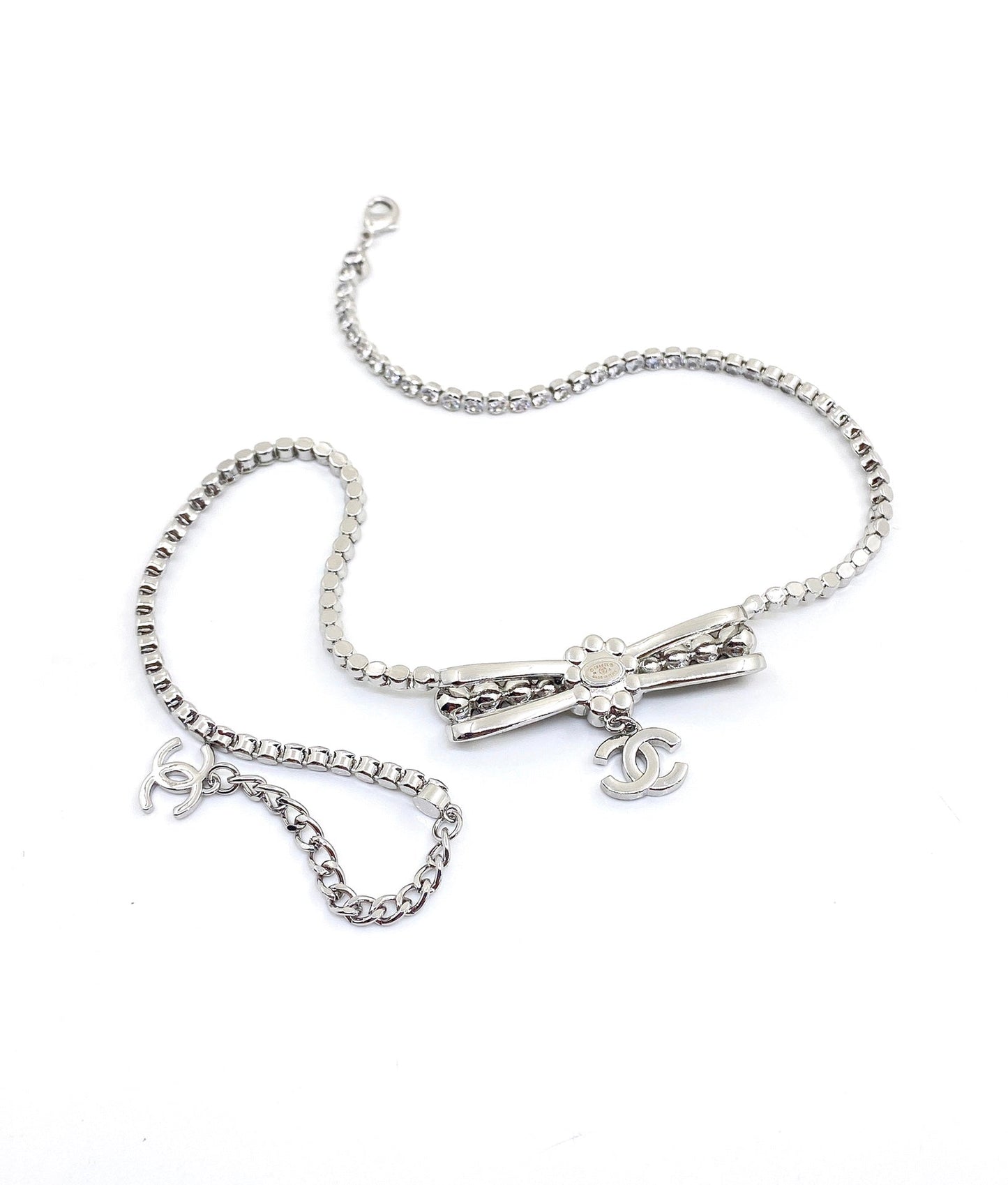 18K CC Diamonds Bow Tie Necklace