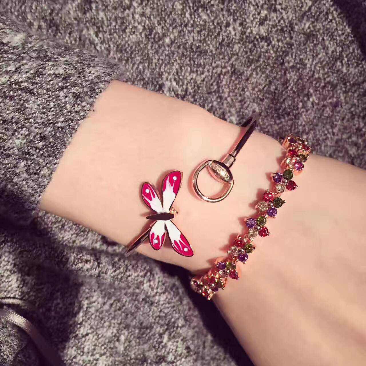 18K Double G Flora Bangle Bracelet