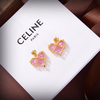 18K Triomphe Pink Crystal Heart Earrings
