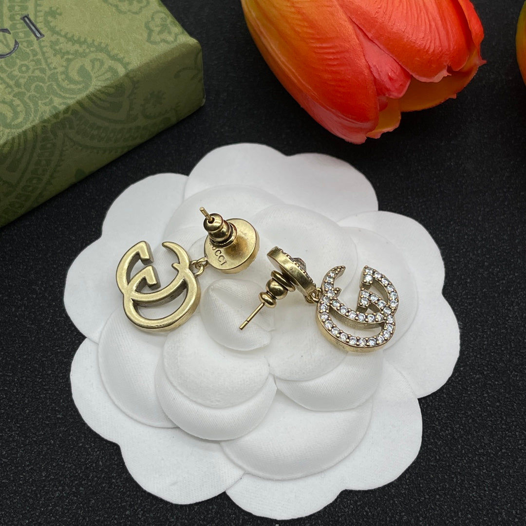 18K Double G Crystals Earrings