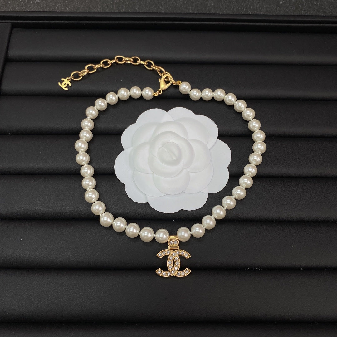 18K CC Pearl Chain Necklace
