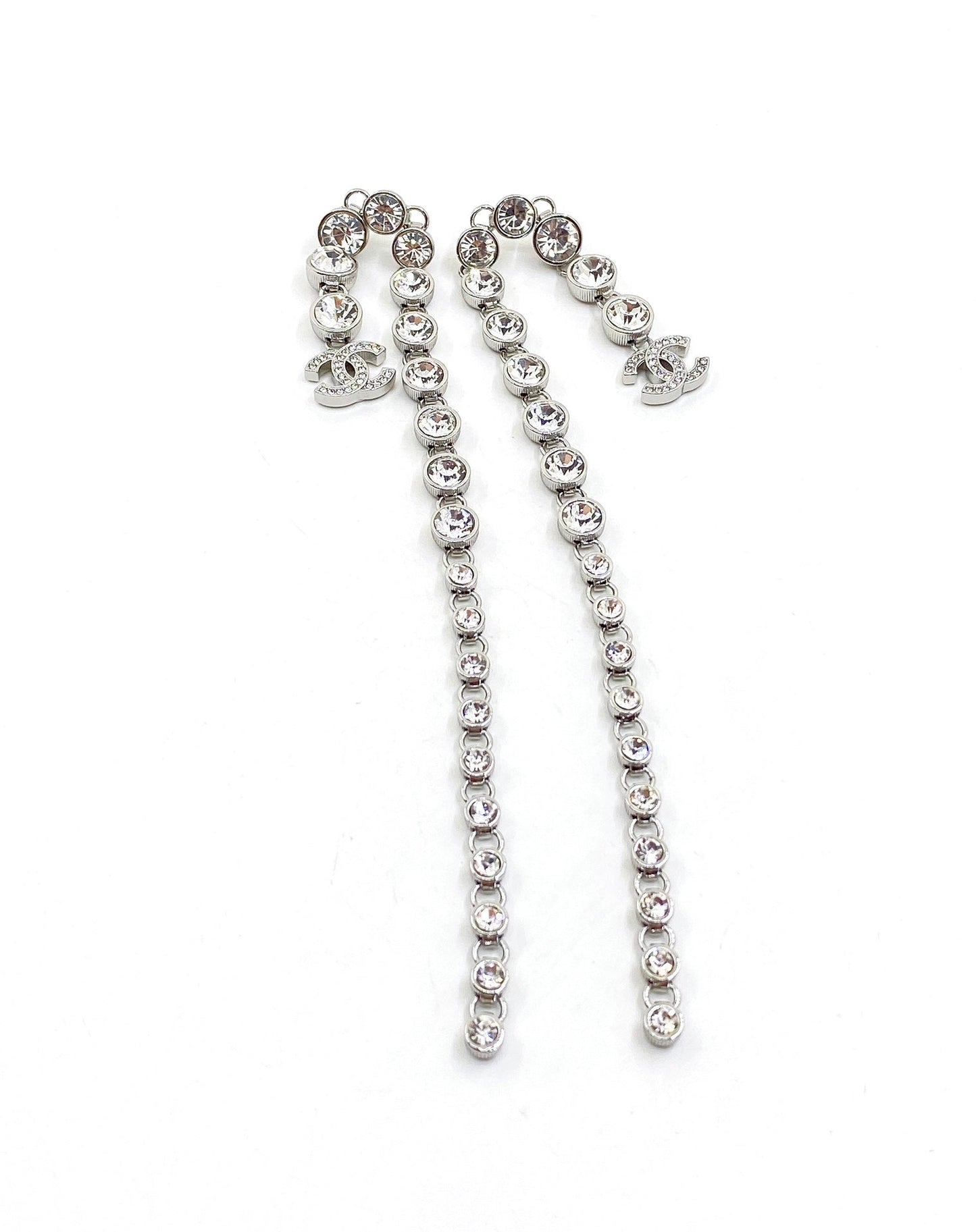 18K CC Long Crystal Earrings
