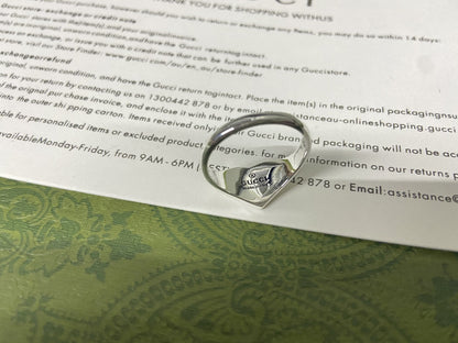 Double G Interlocking G Blue Enamel Heart Ring