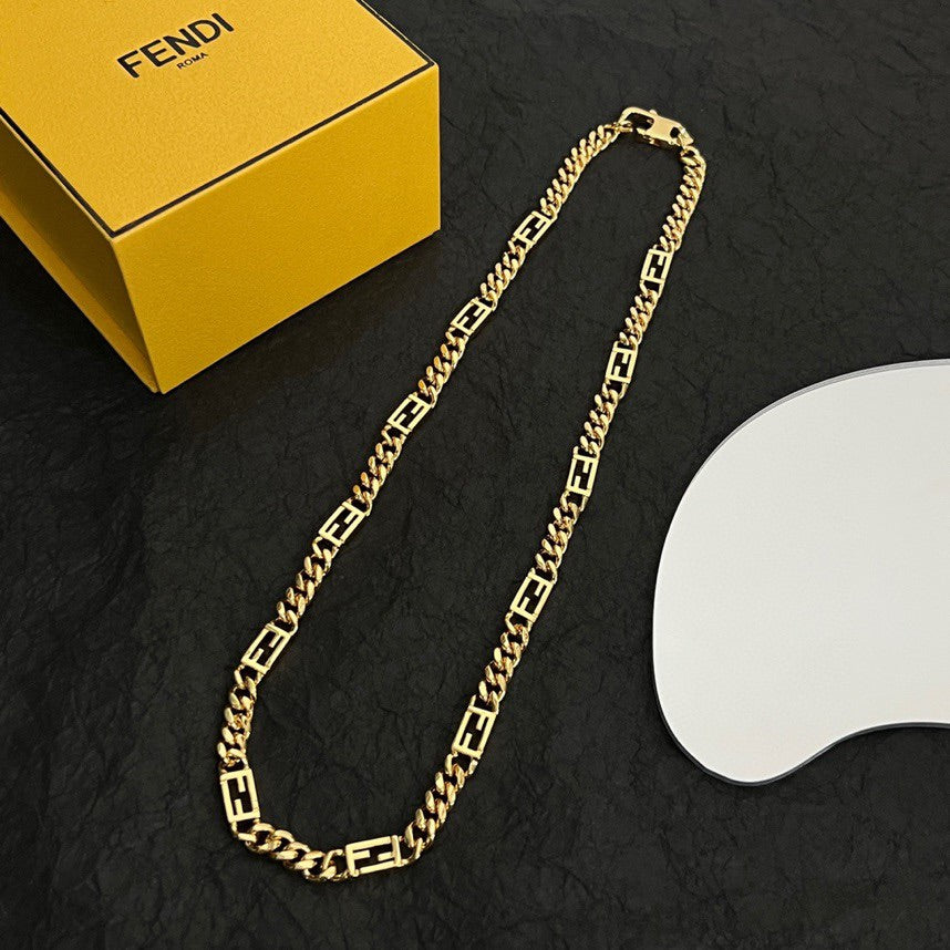18K F Baguette Chain Necklace