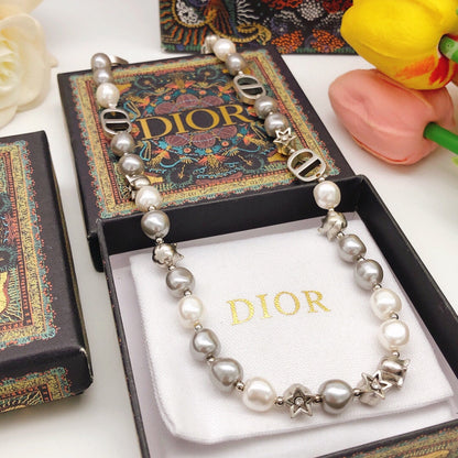 18K CD Pearls And Stars Necklace