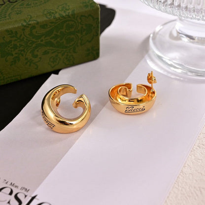 18K Double G GG Logo Earrings
