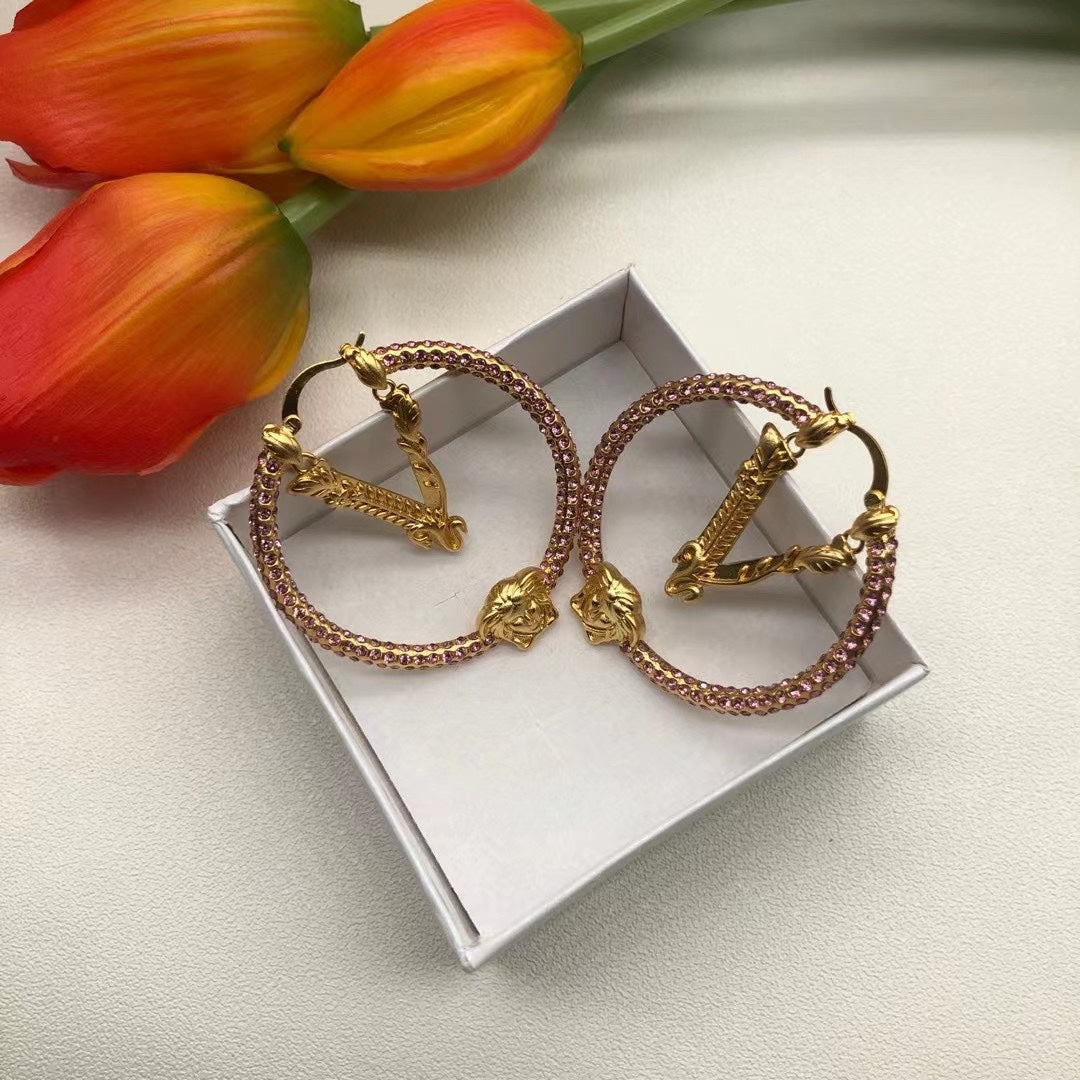 18K Pink Crystals Earrings