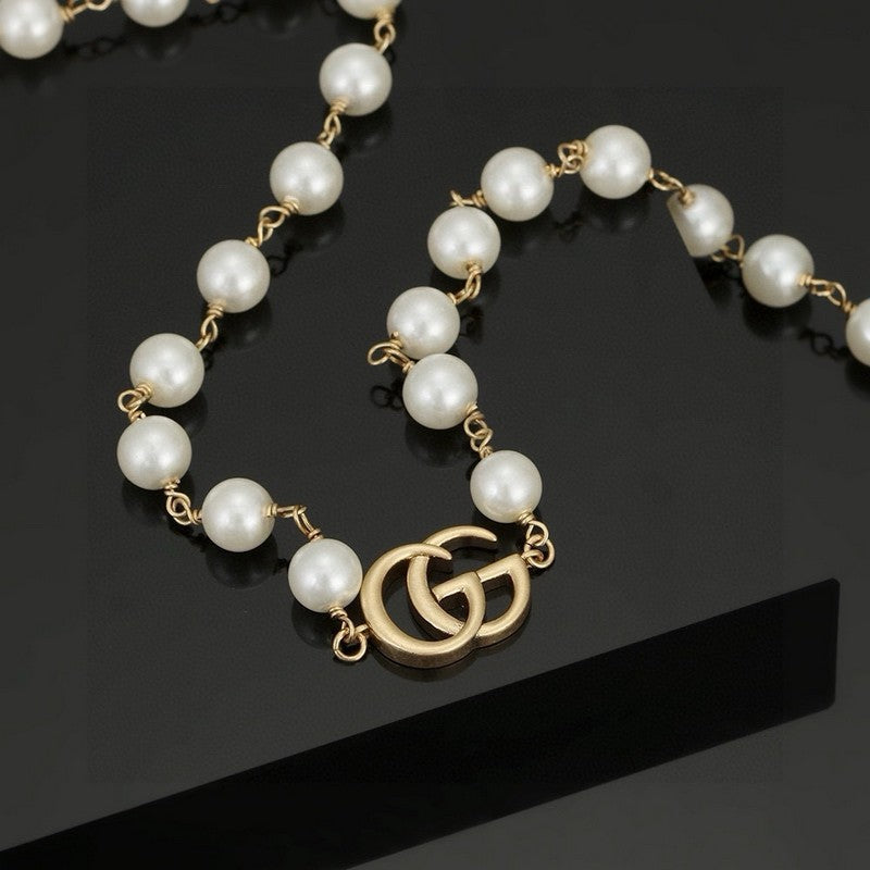 18K Double G Pearl Necklace