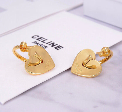 18K Triomphe Red Heart Earrings