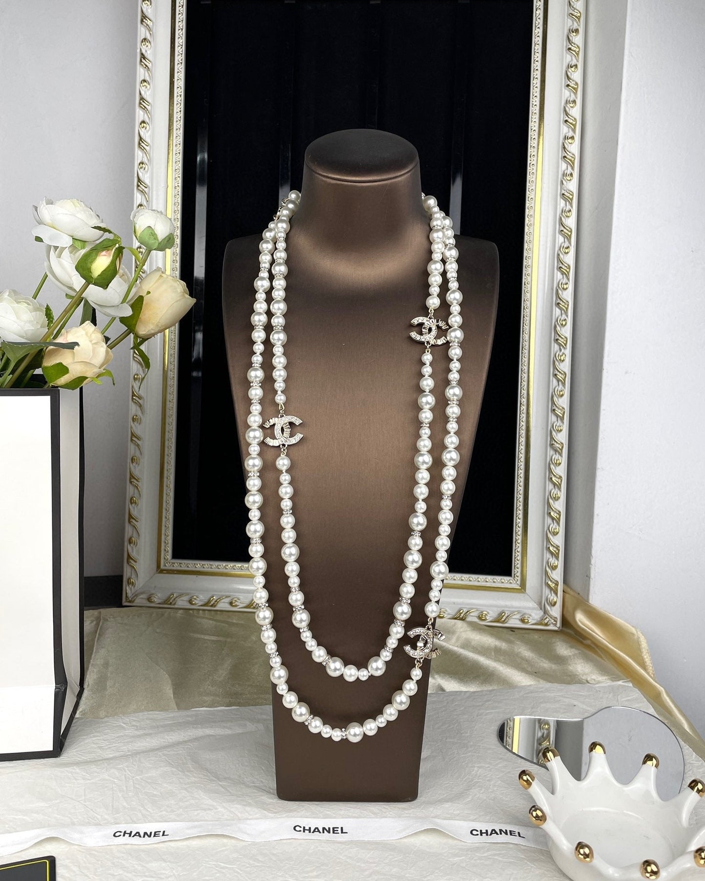 18K CC Pearls Long Necklace