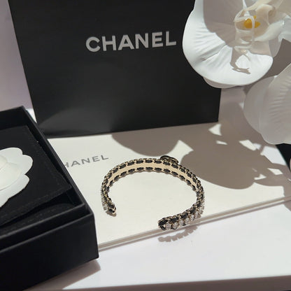 18K CC Cuff Strass Open Bracelet
