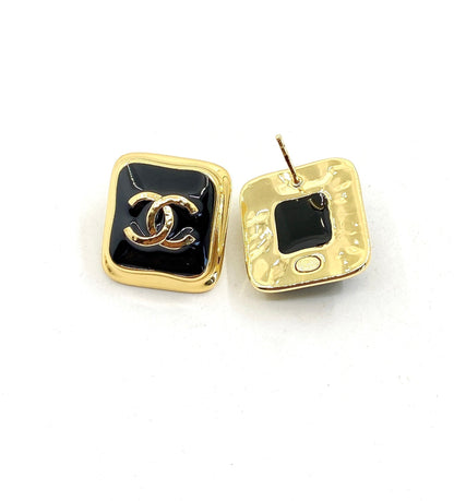 18K Square CC Earrings