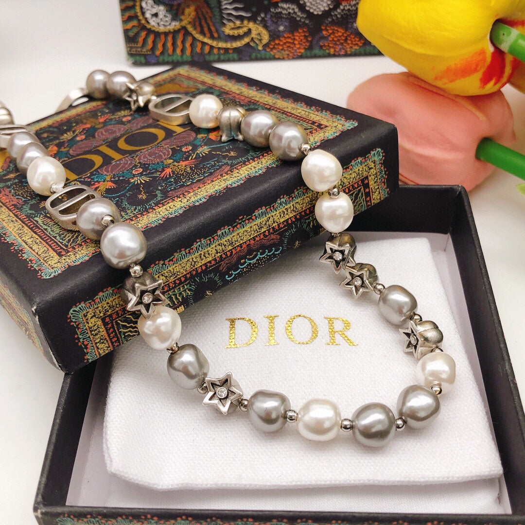 18K CD Pearls And Stars Necklace