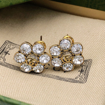 18K Double G Crystals Earrings
