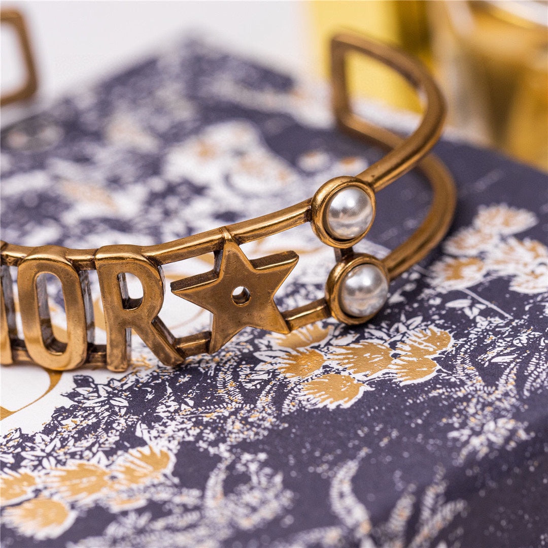 18K CD J¡¯adior Pearls Open Cuff Bracelet