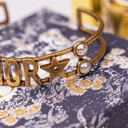 18K CD J¡¯adior Pearls Open Cuff Bracelet